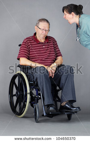 Elder Abuse Concept  Senior Man With Head Down In A Wheelchair As A