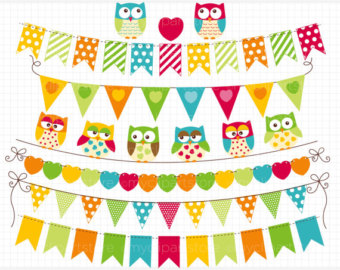 Flags   Banners   Owls Clip Art   Digital Clipart   Instant Download