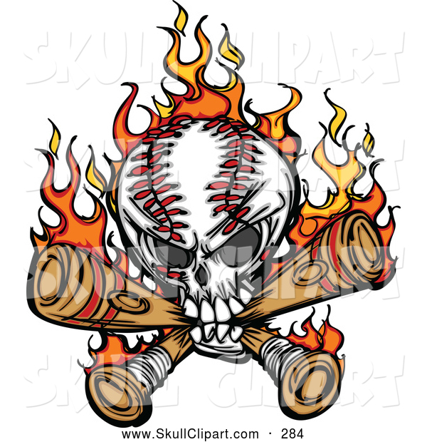 Flaming Baseball Bat Clip Art