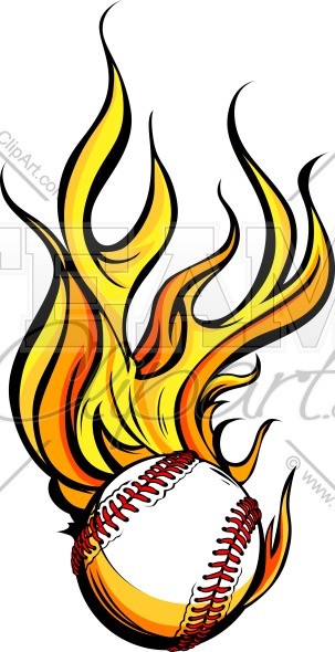 Flaming Baseball Clipart Image In An Easy To Edit Vector Format