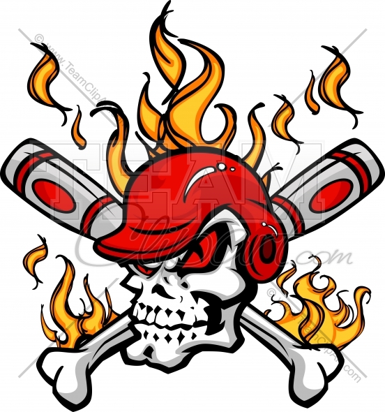 Flaming Baseball Skull Clipart Image Is Perfect Design For Baseball