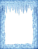 Frozen Frame Of Icicles And Ice With White Blank Area