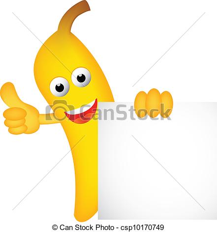 Funny Banana Cartoon With Blank Sig   Csp10170749