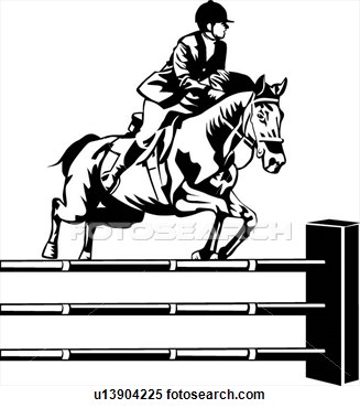 Horse Jumping View Large Clip Art Graphic