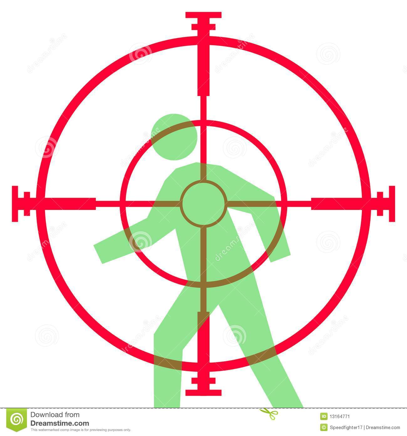 Illustration Of Sniper Rifle Sight Or Scope Aiming At Human Target