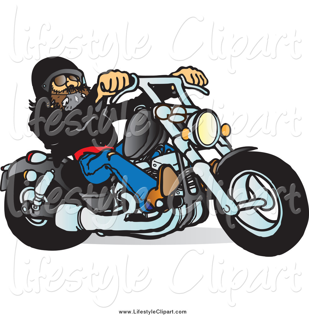 Larger Preview  Lifestyle Clipart Of A Motorcycle Dude With A Beard