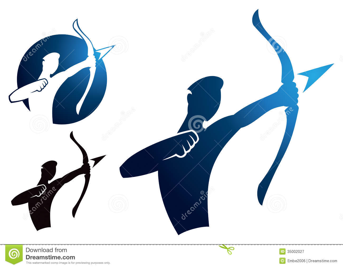 Logo Icon Of An Archer Drawing With Bow And Arrow Clipart