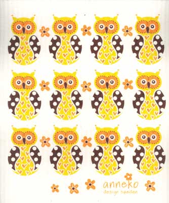 Nordic Needle  Swedish Dishcloth   Owls In A Row