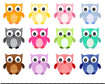 Owls Clip Art  Digital Clip Art Owls 12 Candy Colour Png And Jpg