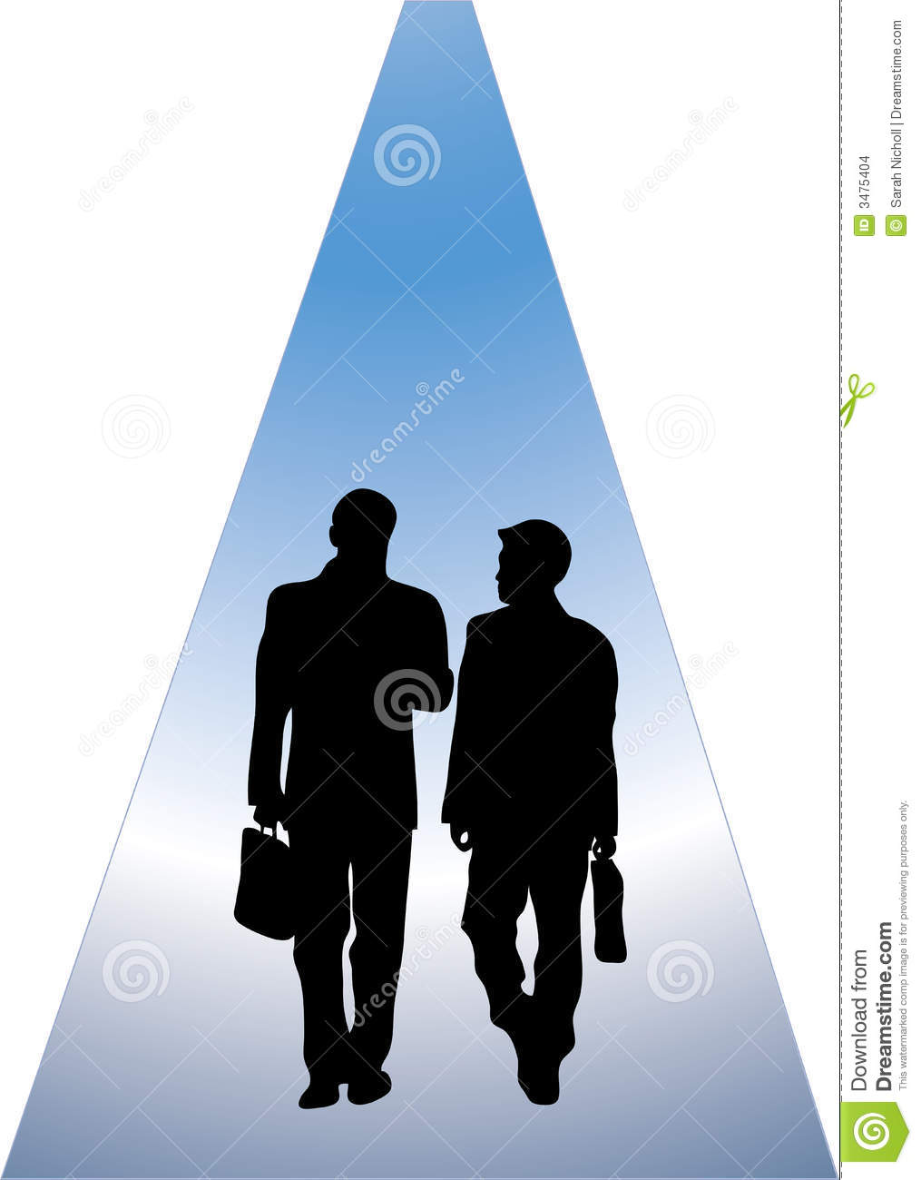 Silhouette Of Two Business Men Working And Walking Along Abstract Path