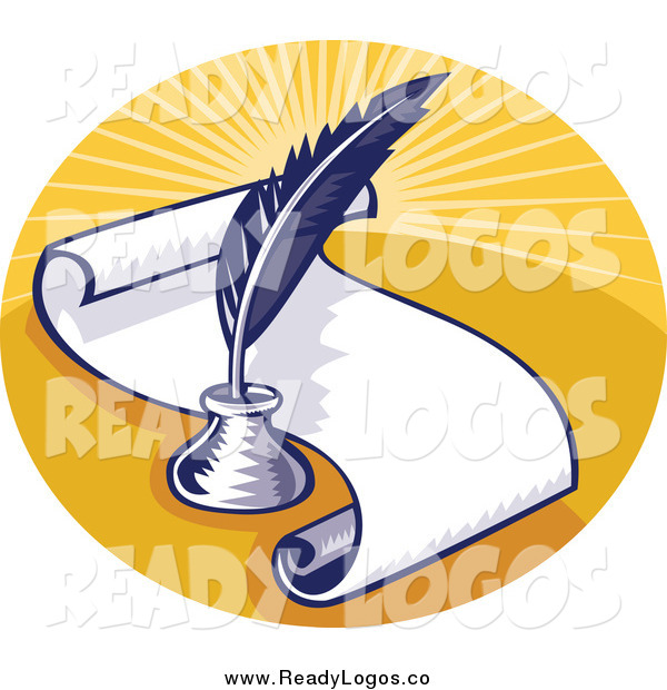 Vector Clipart Of A Retro Quill And Scroll Logo By Patrimonio    8762