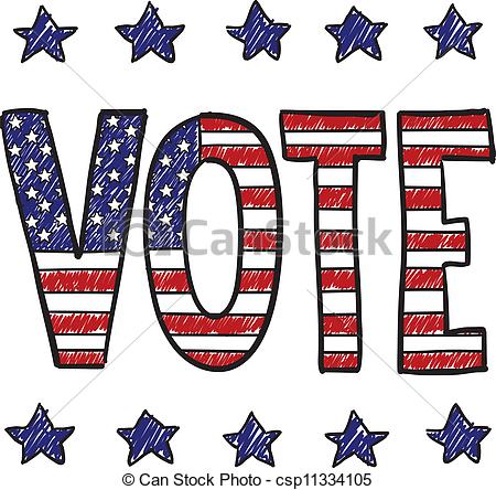 Vector Clipart Of Patriotic Vote Sketch   Doodle Style Vote In The