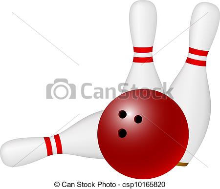 Vector Illustration Of Bowling Ball And Skittles   Bowling Ball