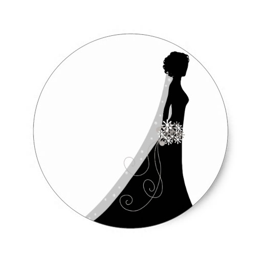 Veiled Bride Silhouette Clipart Wedding Stickers   Zazzle