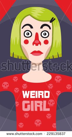 Weird Girl With Green Hair   Stock Vector
