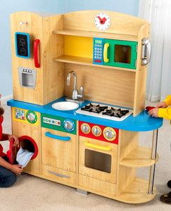 Wooden Play Kitchen On Children Playing Kitchen Royalty Free Clipart