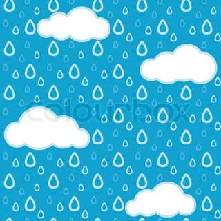 Abstract Background With Blue Clouds Sun And Rain Drops Vector