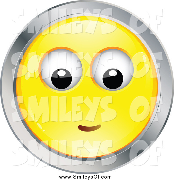 And Chrome Bashful Cartoon Smiley Emoticon Face 4 Yellow And Chrome