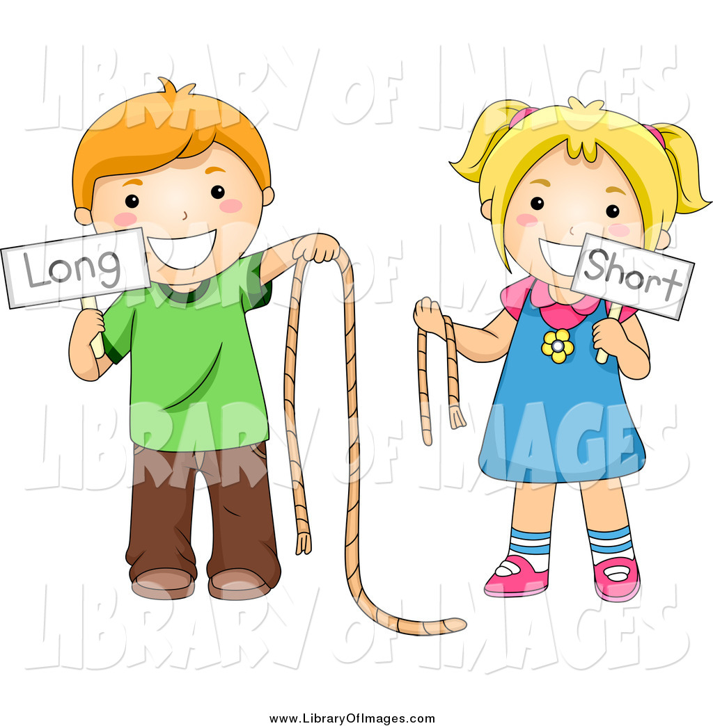     Art Of Caucasian School Kids Holding Long And Short Ropes And Signs