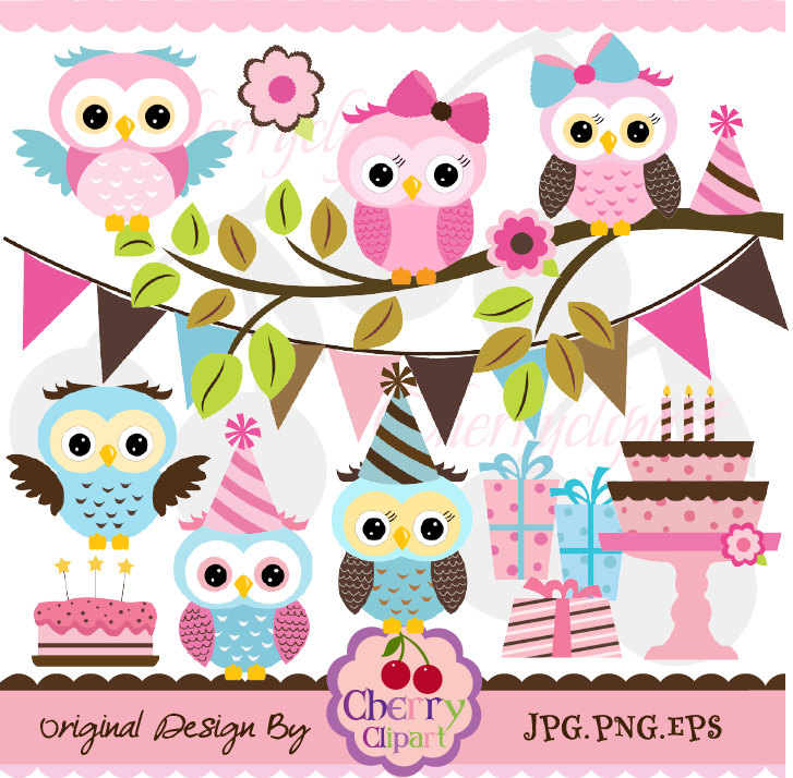 Birthday Owls Cute Digital