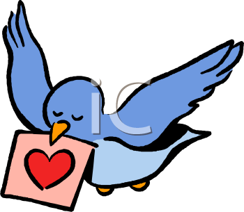 Bluebird Flying With A Valentine In It S Beak   Valentine Clipart Com