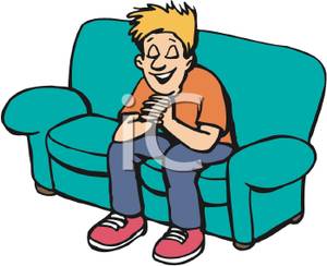 Boy Sitting On A Couch And Praying Clip Art Image