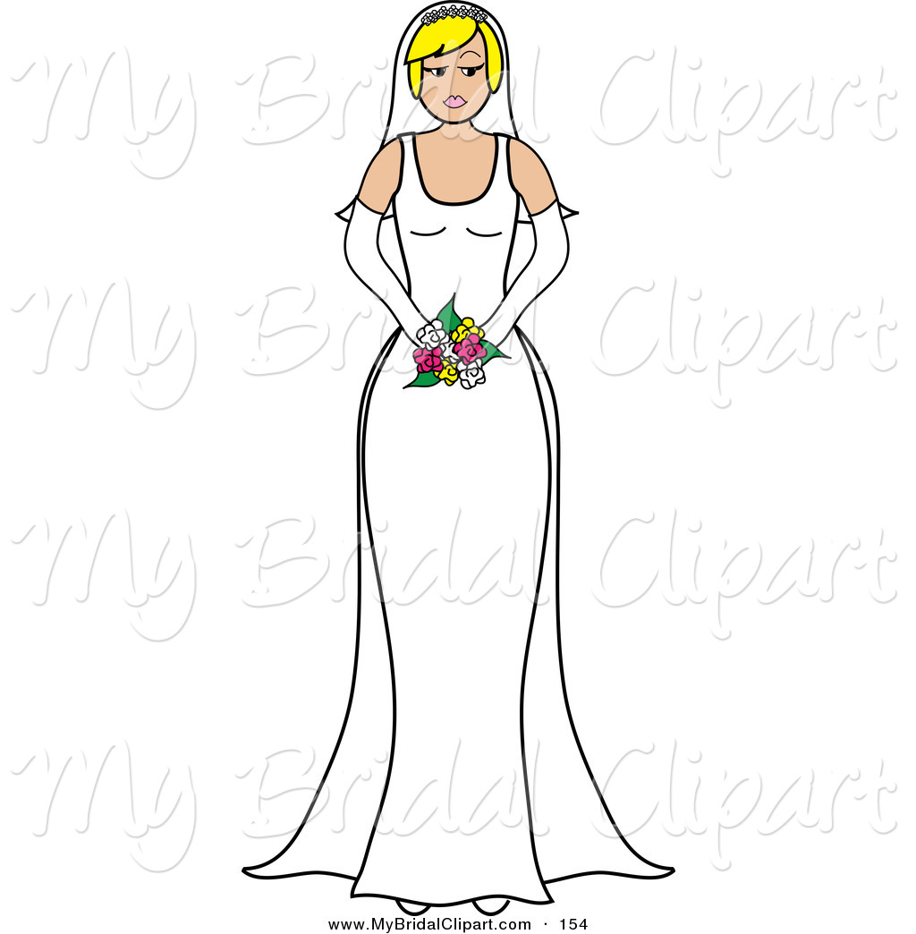 Bridal Clipart Of A Blond Bride Holding Her Bouquet On White By Pams