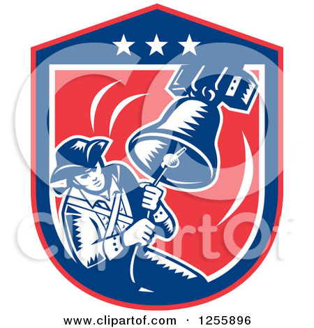 Clipart Of A Retro Woodcut Patriot Ringing A Liberty Bell In An    