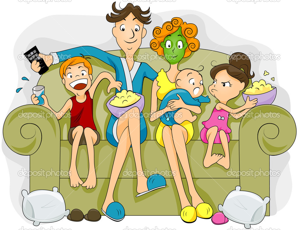 Family Watching Tv   Stock Vector   Lenmdp  2285363