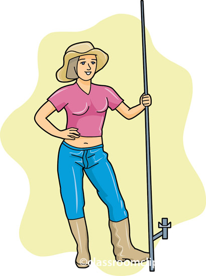 Fishing   Girl Holding Fishing Pole   Classroom Clipart