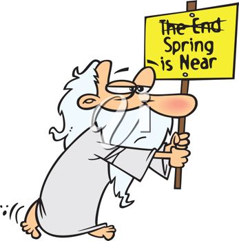 Free Clipart Image Of A Man Carrying A Sign That Spring Is Near
