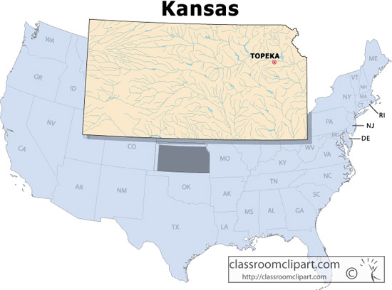 Kansas   Kansas State Map   Classroom Clipart
