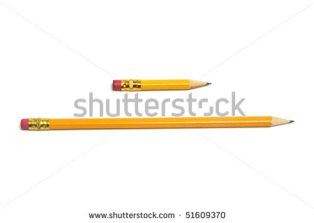 Long And Short Pencils On White Background   Stock Photo