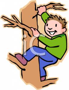 Of An Adventerous Boy Climbing A Tree   Royalty Free Clipart Picture