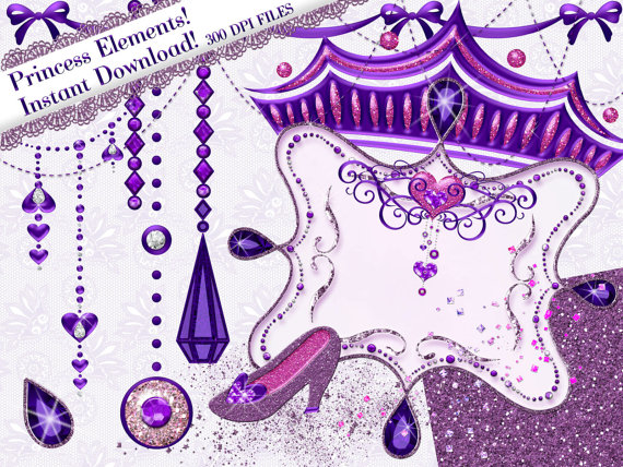 Princess Clipart Purple Princess Clip Art Glitter Clipart Frame    