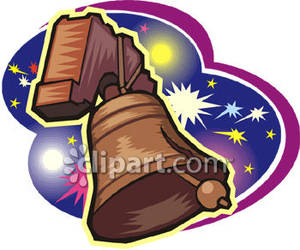 Ringing Liberty Bell And Fireworks   Royalty Free Clipart Picture