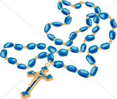 Rosary With Blue Beads And Gold   Cross Clipart