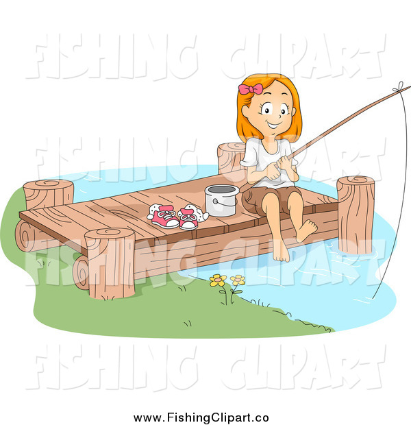Royalty Free Fishing Clip Art Of A Happy Girl Fishing