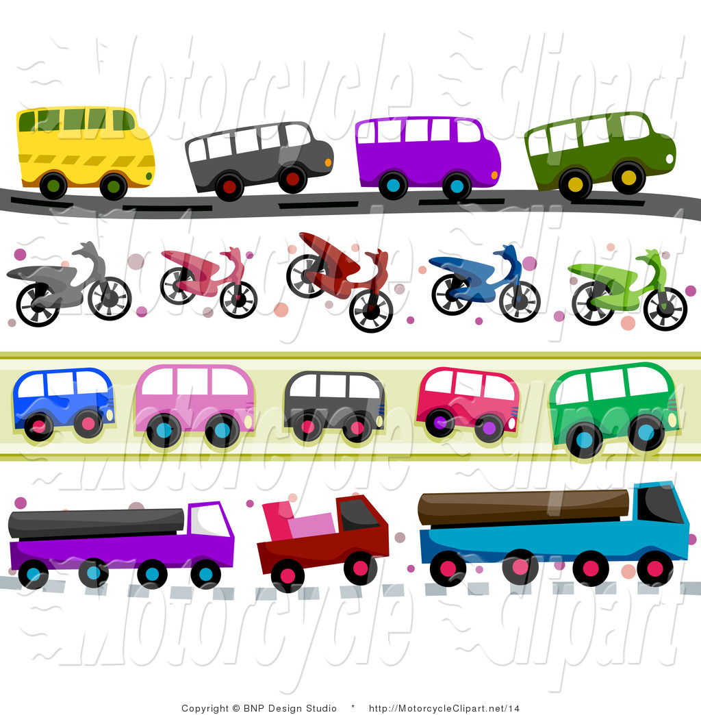 Transportation Clipart Of Bus Scooter And Big Rig Borders By Bnp