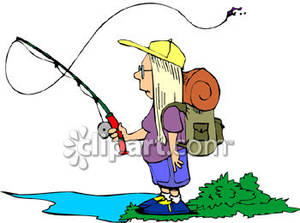 Woman Fishing   Royalty Free Clipart Picture