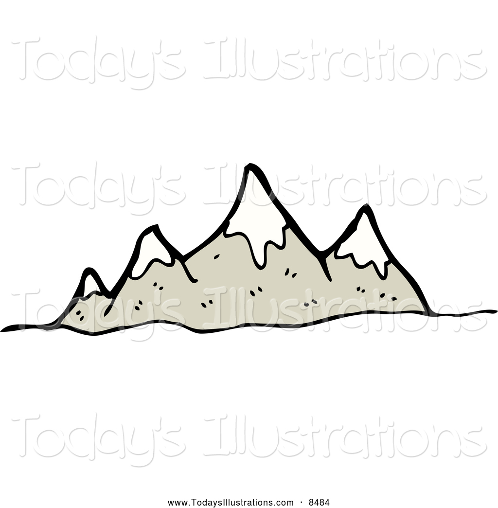 Clipart Of A Mountain Range With Snow By Lineartestpilot    8484
