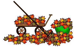 Fall Clip Art   Rakes Wagons And Autumn Leaves