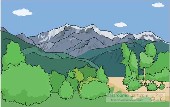 Geography   Mountain Range With Snow   Classroom Clipart