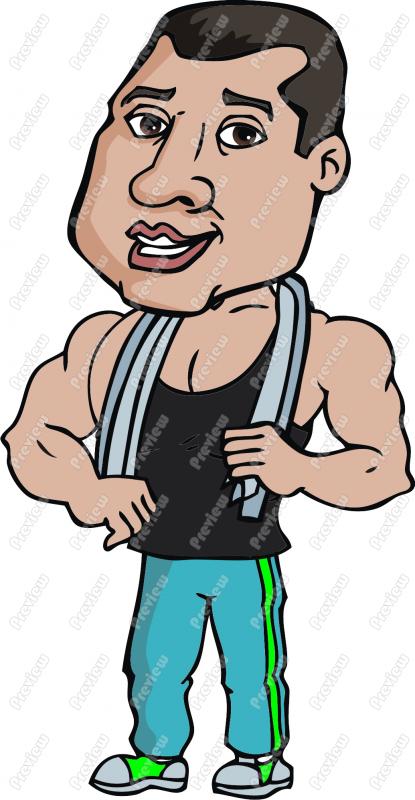 Muscle Man After Working Out Clip Art   Royalty Free Clipart   Vector