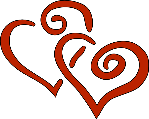 Red Curly Hearts Clip Art At Clker Com   Vector Clip Art Online