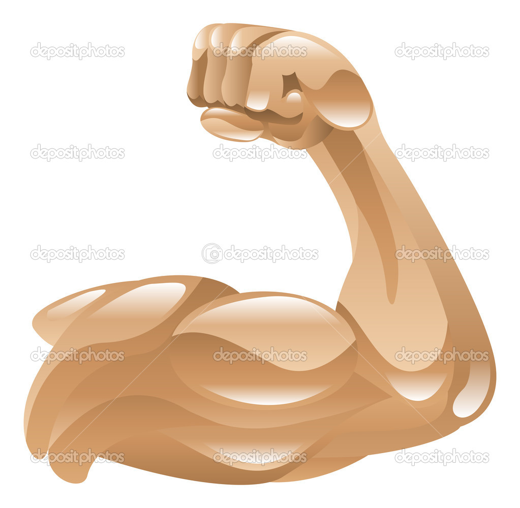 Strong Muscle Arm Icon Clipart Illustration   Stock Vector