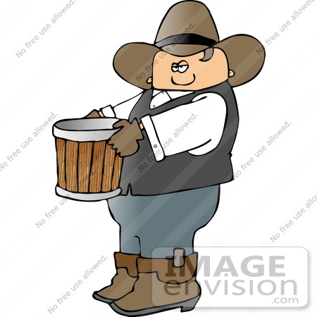 14567 Cowboy Carrying An Empty Bushel Bucket Clipart By Djart