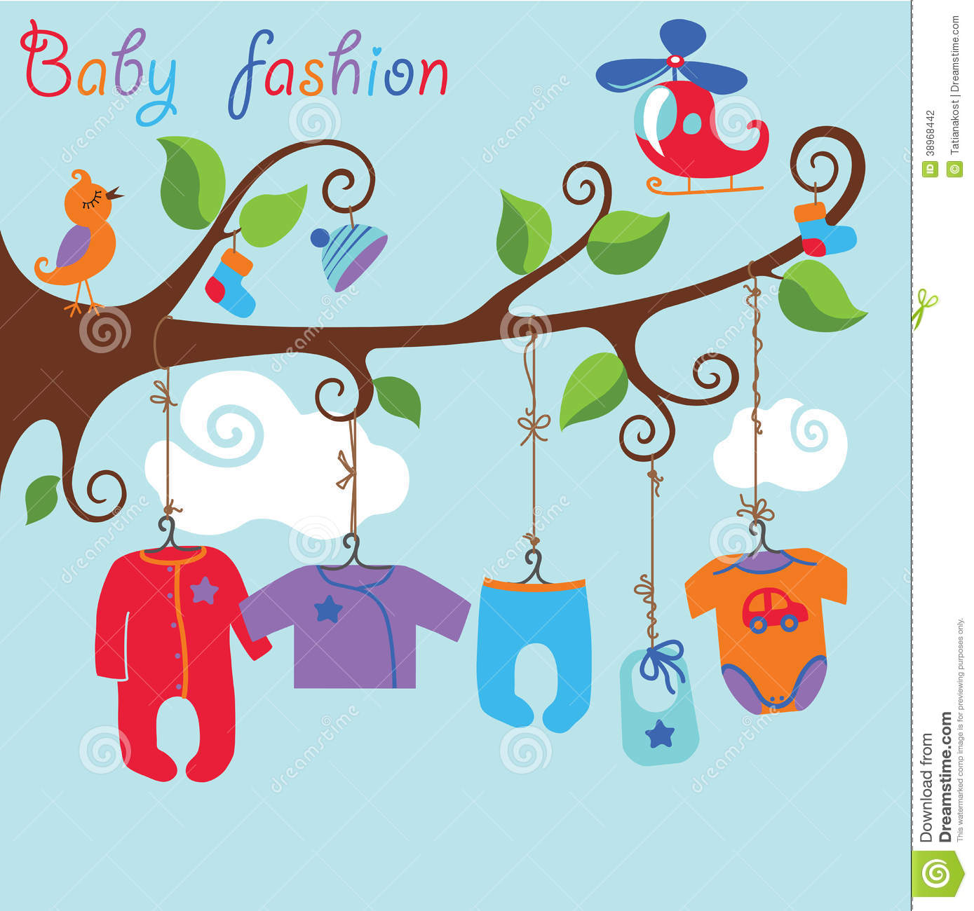 Baby Born Clothes Hanging On The Tree  Stock Vector   Image  38968442