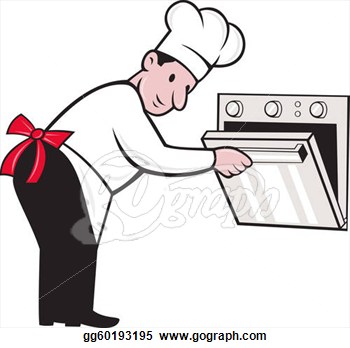 Chef Baker Cook Opening Oven  Stock Illustration Gg60193195   Gograph