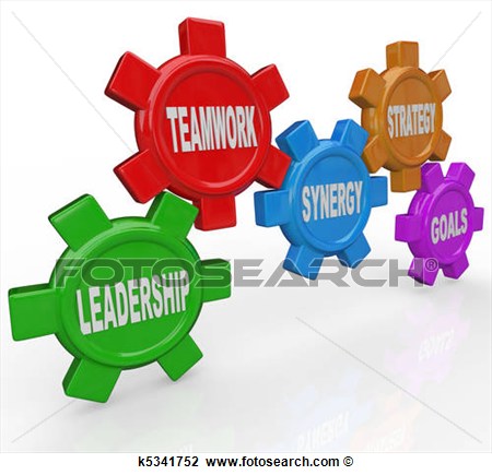 Clip Art Of Gears   Leadership Teamwork Synergy Strategy Goals